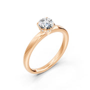 Solitaire diamant naturel rond 0.74 carat or rose 14 carats Lia